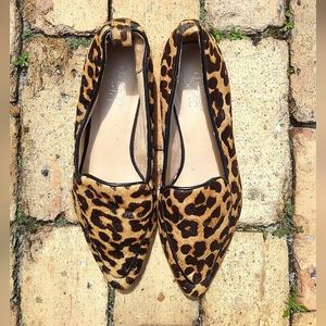 Leopard Print Size 7 Women's Slip-on Loafers, Faux fur